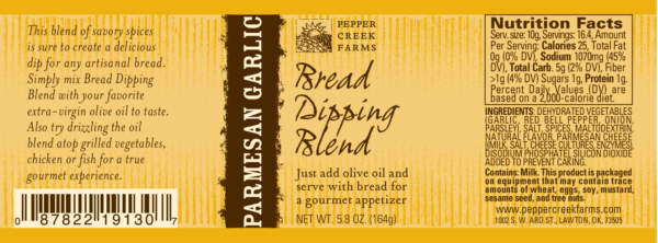 oklahoma made dipping blend, oklahoma bread dipping, Parmesan Garlic Bread Dipping Blend