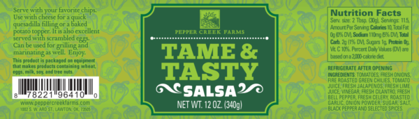 Tame and Tasty Salsa, salsa, oklahoma food, oklahoma salsa