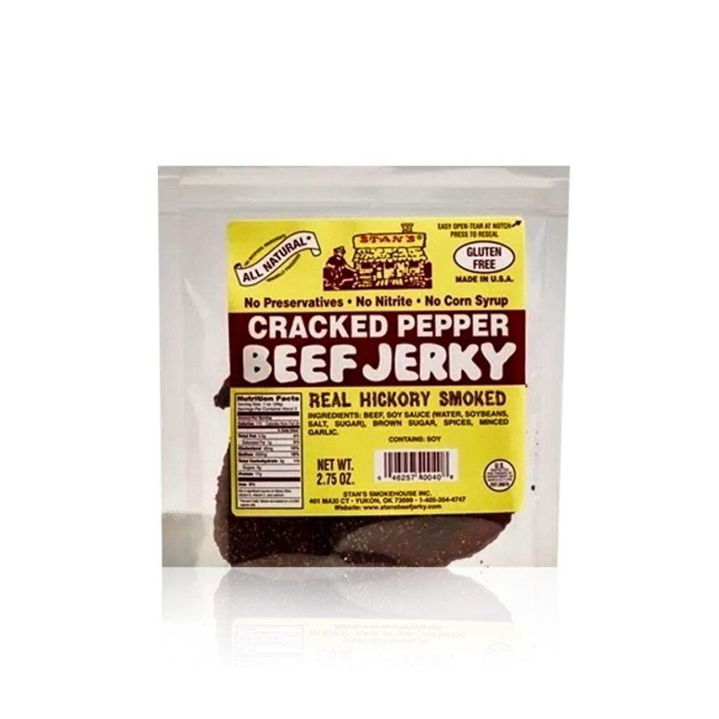 sample oklahoma, made in oklahoma gifts, made in oklahoma store, oklahoma made beef jerky, cracked pepper beef jerky, best beef jerkey in oklahoma