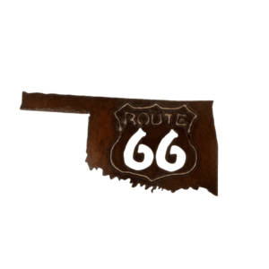 Oklahoma Shape with Route 66 Cutout Rustic Metal Magnet