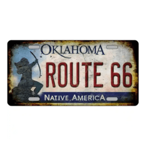 Route 66 Oklahoma Novelty Metal License Plate Tag
