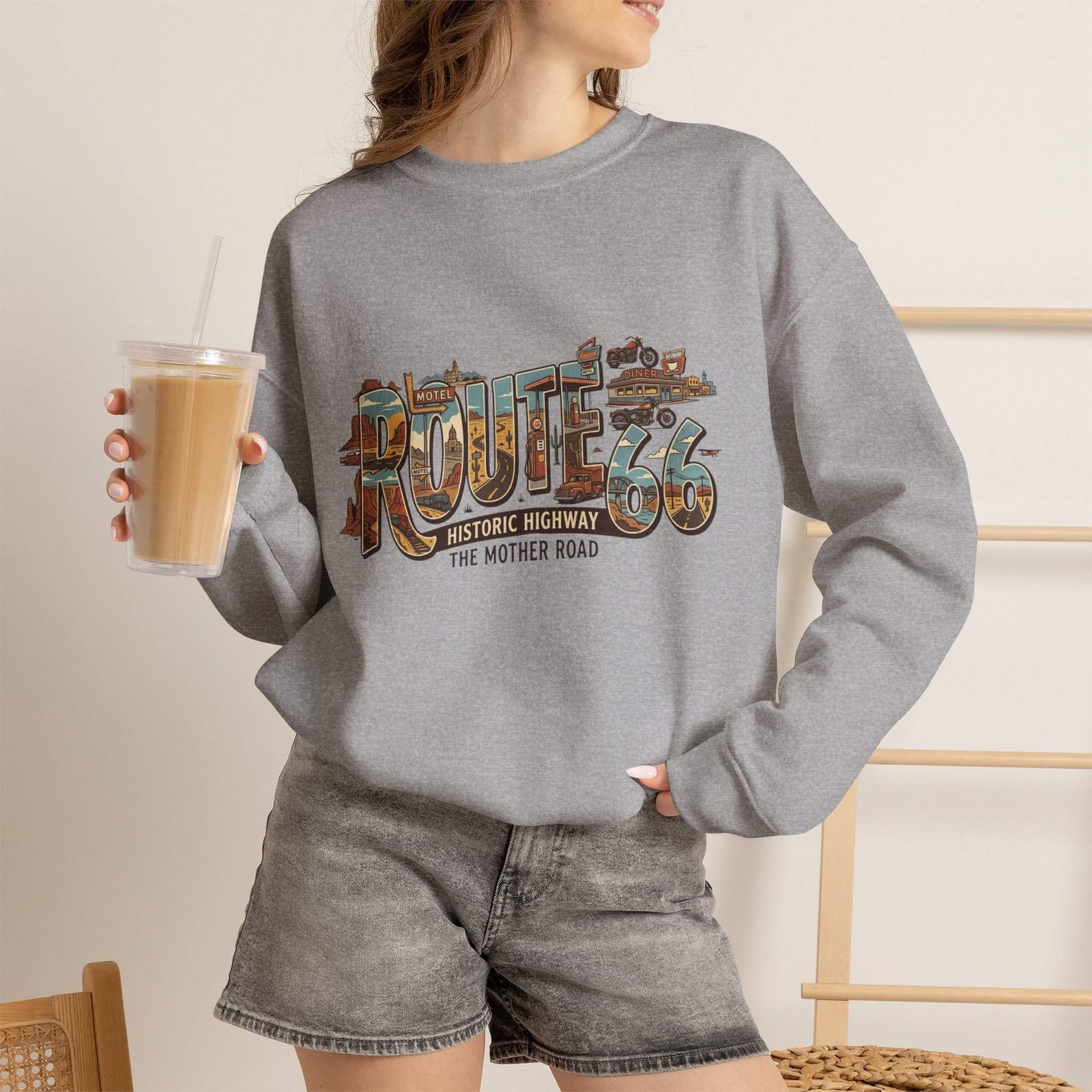 Route 66 - Sweatshirt (Gray) (1) Route 66 - Sweatshirt (Gray)
