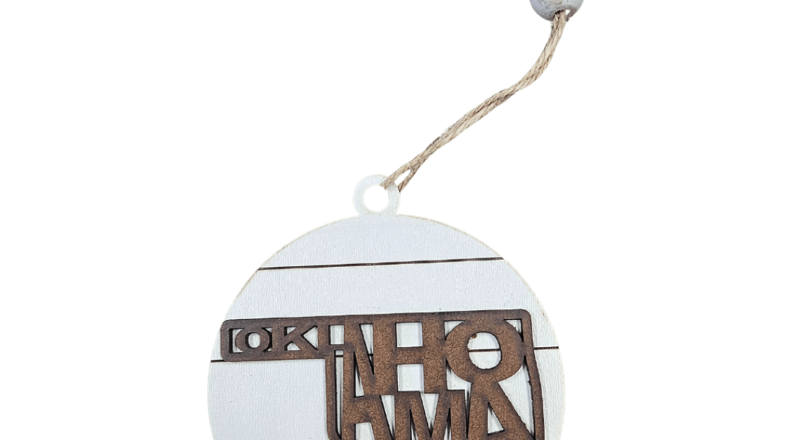 Oklahoma State Wooden Car Charm