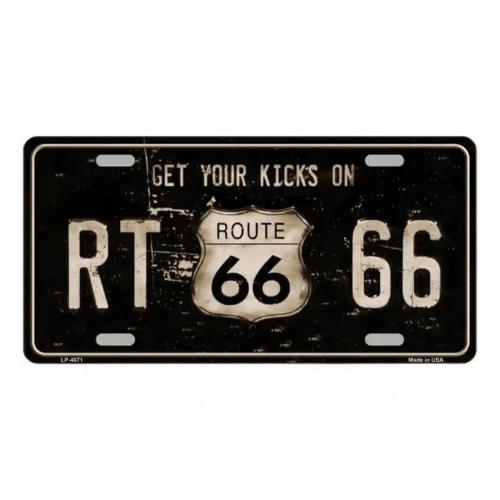 Route 66 Get Your Kicks Metal Novelty License Plate