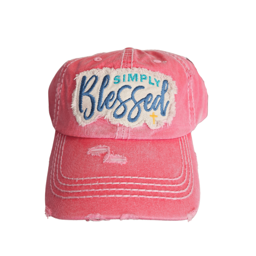 Simply Blessed Washed Vintage Ball Cap - Pink