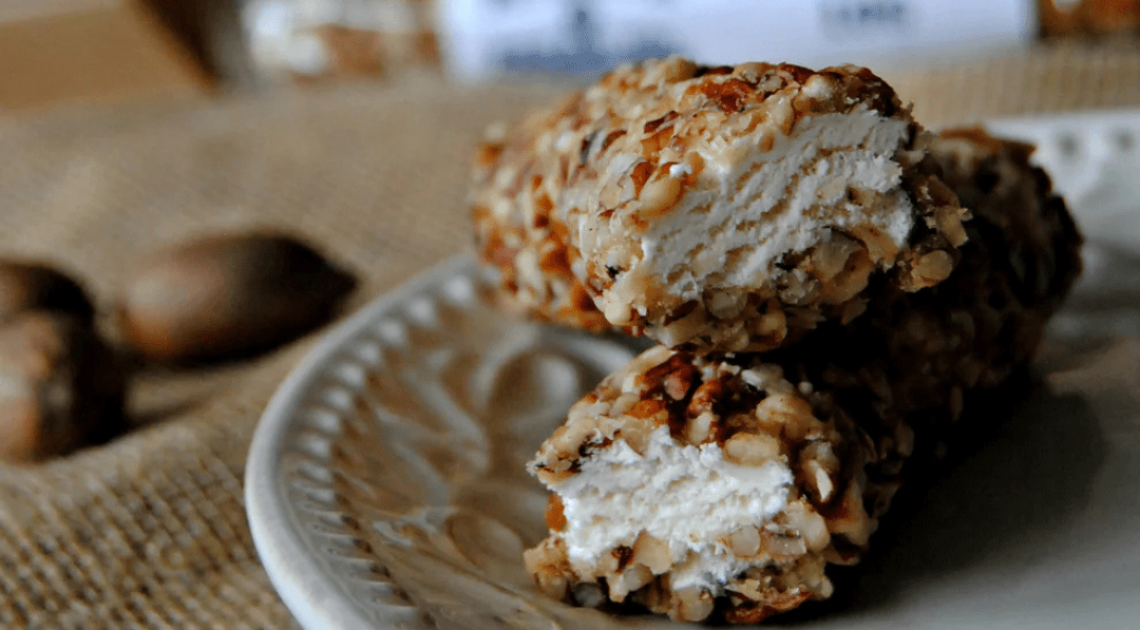 Hand-Roasted Maraschino Cherry Pecan Log